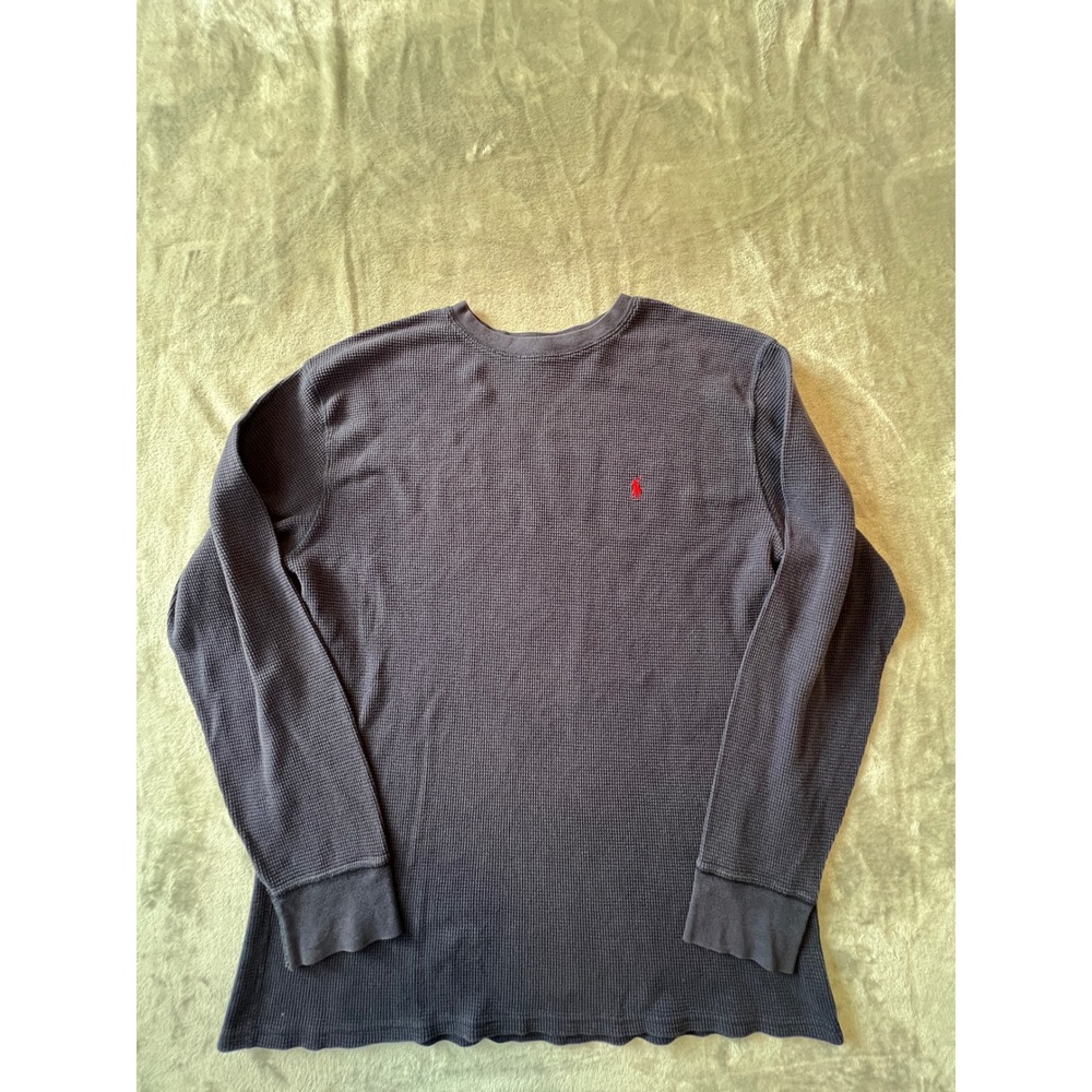 Polo Ralph Lauren Thermal Mens XL Navy Blue Waffle Knit Sleepwear Long Sleeve